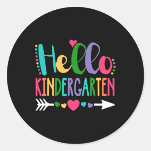 Hello Kindergarten Heart Teacher Student Byck To S Classic Round Sticker