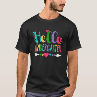 Hello Kindergarten Heart Teacher Student Gift Back T-Shirt