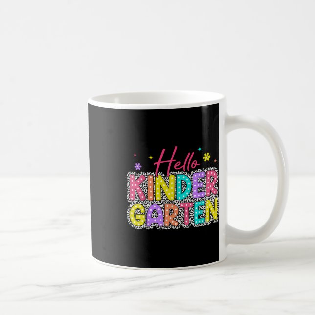 Hello Kindergarten Leopard Back School Educate Cl  Coffee Mug (Right)