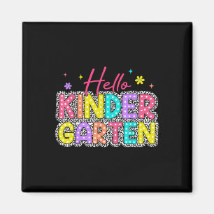 Hello Kindergarten Leopard Back School Educate Cl Magnet