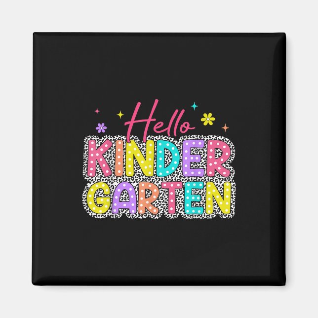 Hello Kindergarten Leopard Back School Educate Cl  Magnet (Front)