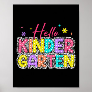 Hello Kindergarten Leopard Back School Educate Cl  Poster