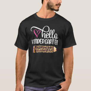 Hello Kindergarten Leopard Pencil Back To School T-Shirt