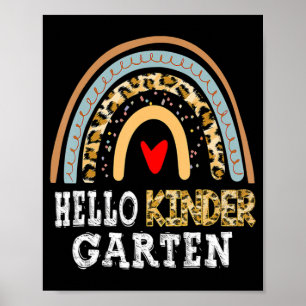 Hello Kindergarten Leopard Rainbow Back To School Poster