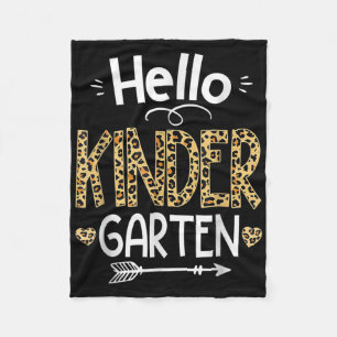 Hello Kindergarten Leopard Teacher Back To School Fleece Blanket