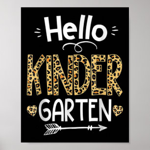 Hello Kindergarten Leopard Teacher Back To School Poster