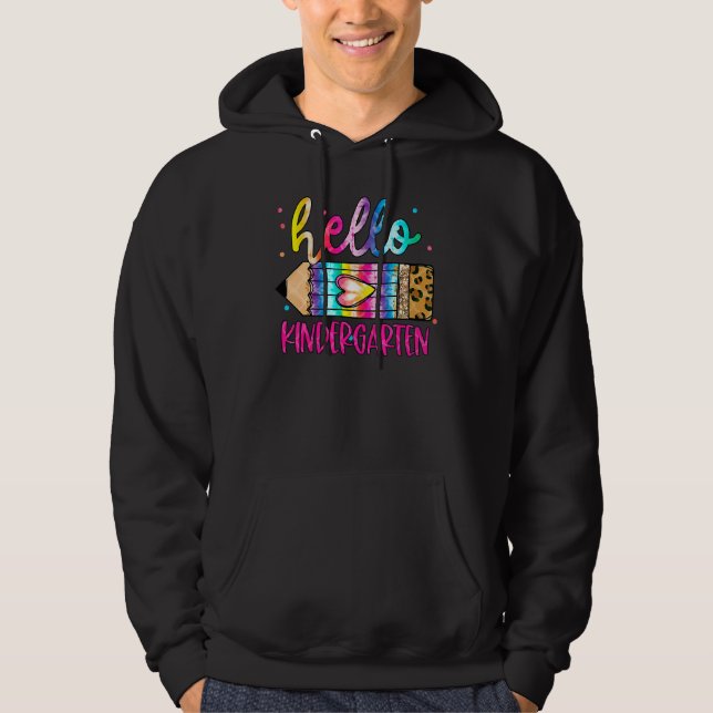 Hello Kindergarten Leopard Tie Dye Pencil   Cute T Hoodie (Front)