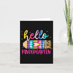 Hello Kindergarten Leopard Tie Dye Pencil Cute Tea Card