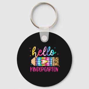 Hello Kindergarten Leopard Tie Dye Pencil Cute Tea Key Ring