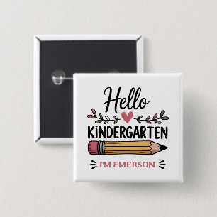 Hello Kindergarten Personalised Back To School 15 Cm Square Badge