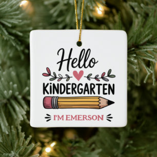 Hello Kindergarten Personalised Back To School Ceramic Ornament
