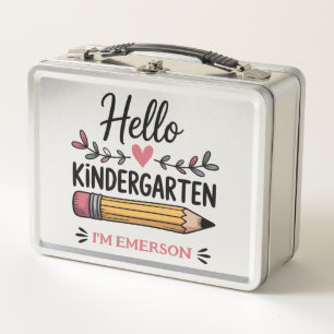 Hello Kindergarten Personalised Back To School Metal Lunch Box