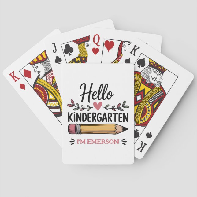 Hello Kindergarten Personalised Back To School Playing Cards (Back)