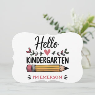 Hello Kindergarten Personalized Back To School Card