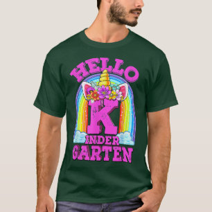Hello Kindergarten Pink Unicorn Rainbow Back To Sc T-Shirt