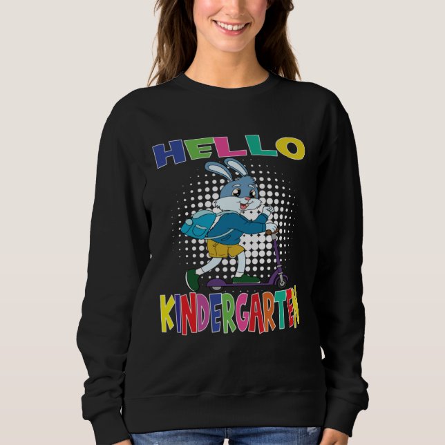Hello Kindergarten Rabbit With Scooter Sweatshirt (Front)
