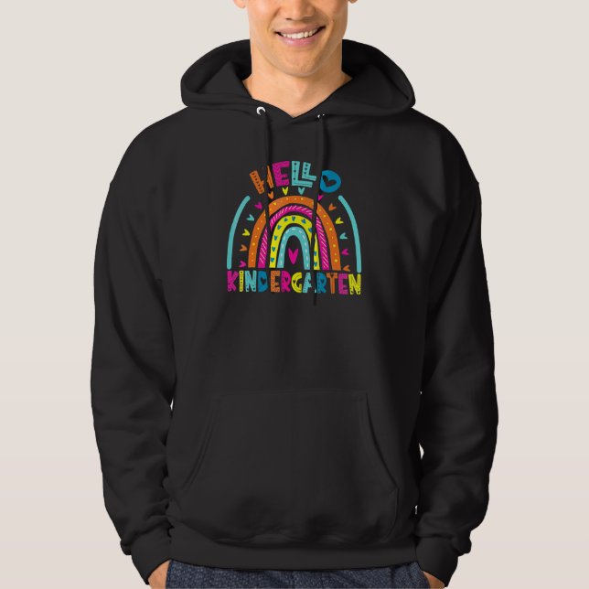 Hello Kindergarten Rainbow Back To School For Kids Hoodie (Front)