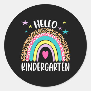Hello Kindergarten Rainbow Back To School Teacher Classic Round Sticker