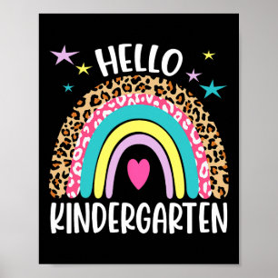 Hello Kindergarten Rainbow Byck To School Teacher Poster