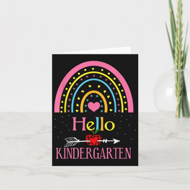 Hello Kindergarten Rainbow First Day Back To Schoo Card (Front)