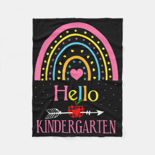 Hello Kindergarten Rainbow First Day Back To Schoo Fleece Blanket