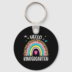 hello Kindergarten Rainbow first day back to Schoo Key Ring