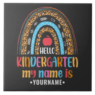 Hello Kindergarten Rainbow First Day of School Ceramic Tile