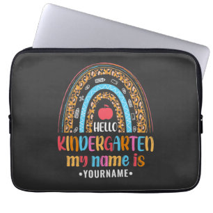 Hello Kindergarten Rainbow First Day of School Laptop Sleeve