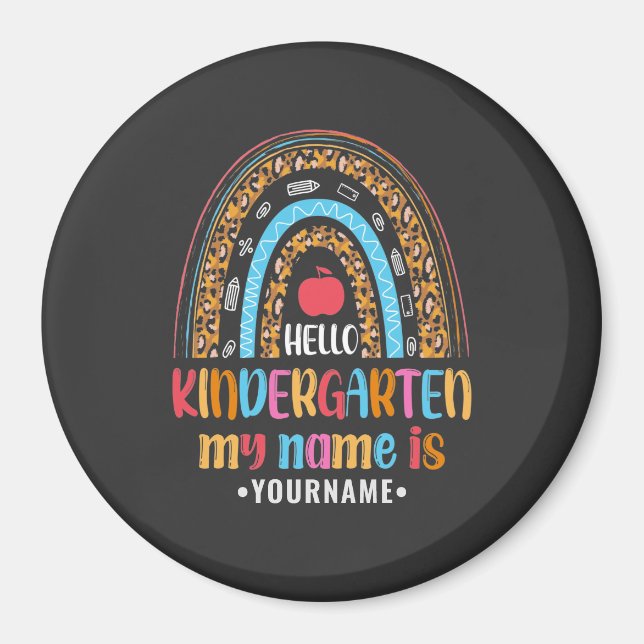 Hello Kindergarten Rainbow First Day of School Magnet (Front)