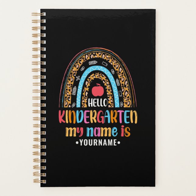 Hello Kindergarten Rainbow First Day of School Planner (Front)