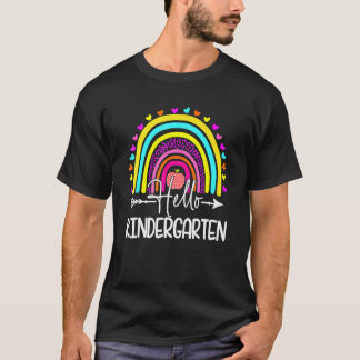 Hello Kindergarten Rainbow Teacher Kids Back To Sc T-Shirt