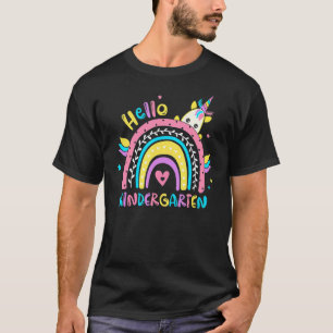 Hello Kindergarten Rainbow Unicorn Teachers Back T T-Shirt