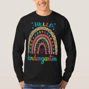 Hello Kindergarten Retro Rainbow Heart For Teacher T-Shirt