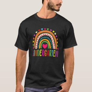 Hello Kindergarten Retro Rainbow Teacher Girl Back T-Shirt