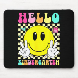 Hello kindergarten retro smile face back to school mouse pad