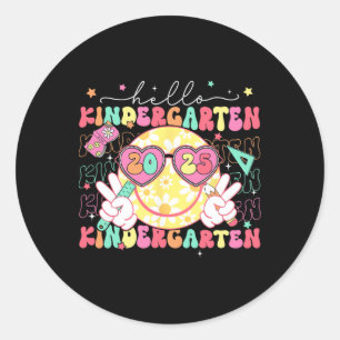 Hello Kindergarten Smile Face Back To School 2025 Classic Round Sticker