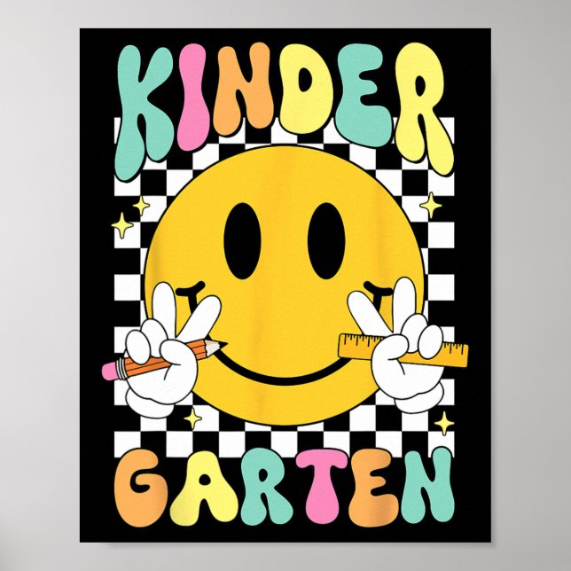 Hello Kindergarten Smile Face Back To School Kinde Poster (Front)