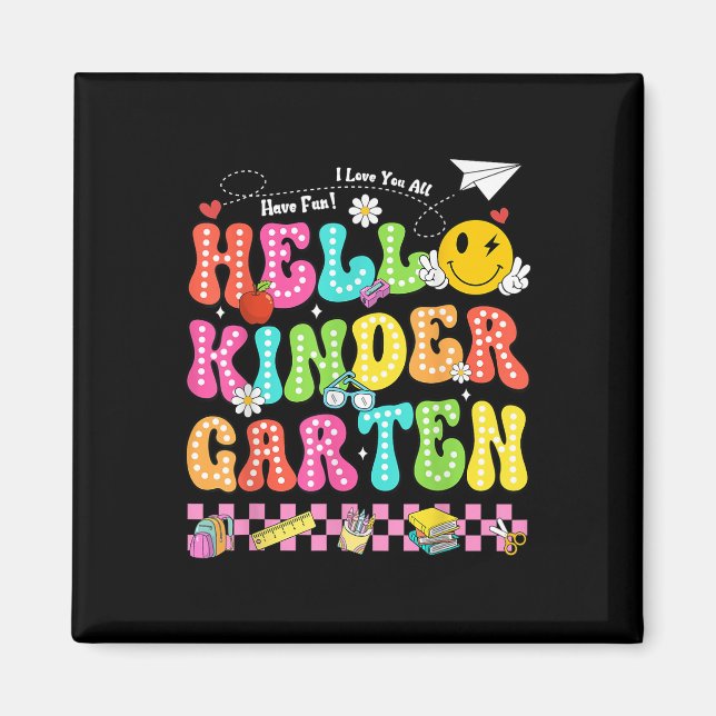 Hello Kindergarten Smile Face Back To School Teach Magnet (Front)