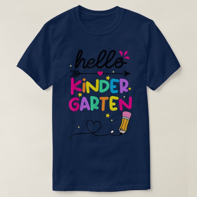 Hello Kindergarten Squad My First Day Of Kindergar T-Shirt (Design Front)