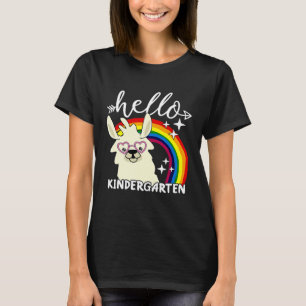 Hello Kindergarten student Llama teacher Back To S T-Shirt