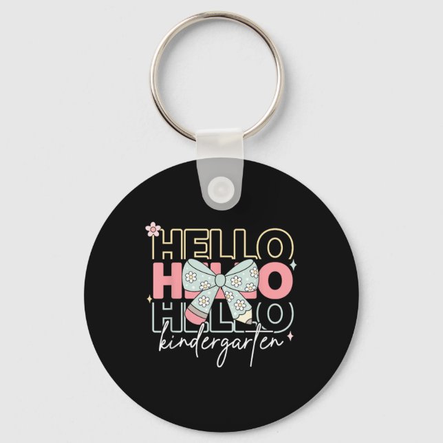 Hello Kindergarten Teacher Coquette Bow Back To Sc Key Ring (Front)
