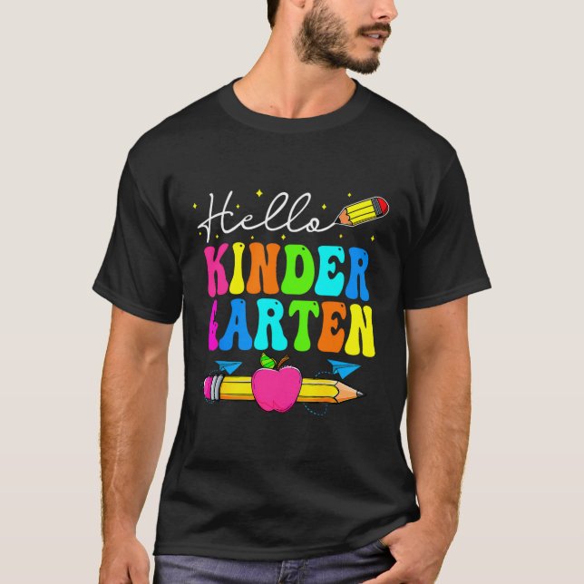 Hello Kindergarten Teacher Kid Team Happy Back To  T-Shirt (Front)