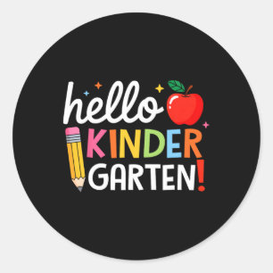 Hello Kindergarten Teacher Kids Back To School Fir Classic Round Sticker