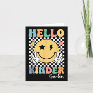 Hello Kindergarten Teacher Kids Retro Smile Back T Card