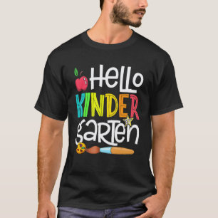Hello Kindergarten Teacher Student Colourful Back T-Shirt