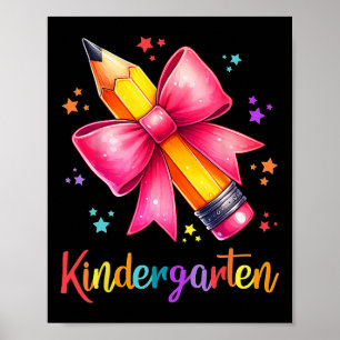 Hello Kindergarten Team Cute Pencil Teacher Back T Poster