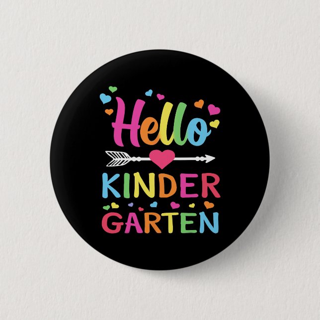 Hello Kindergarten Team Kinder Back to School Teac 6 Cm Round Badge (Front)