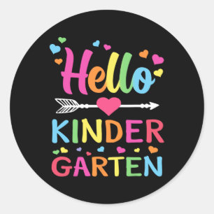 Hello Kindergarten Team Kinder Back to School Teac Classic Round Sticker