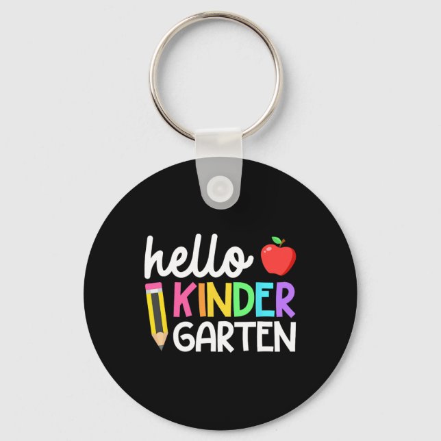 Hello Kindergarten Team Kinder Back to School Teac Key Ring (Front)