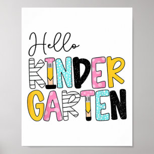Hello Kindergarten Team Kinder Back To School Teac Poster